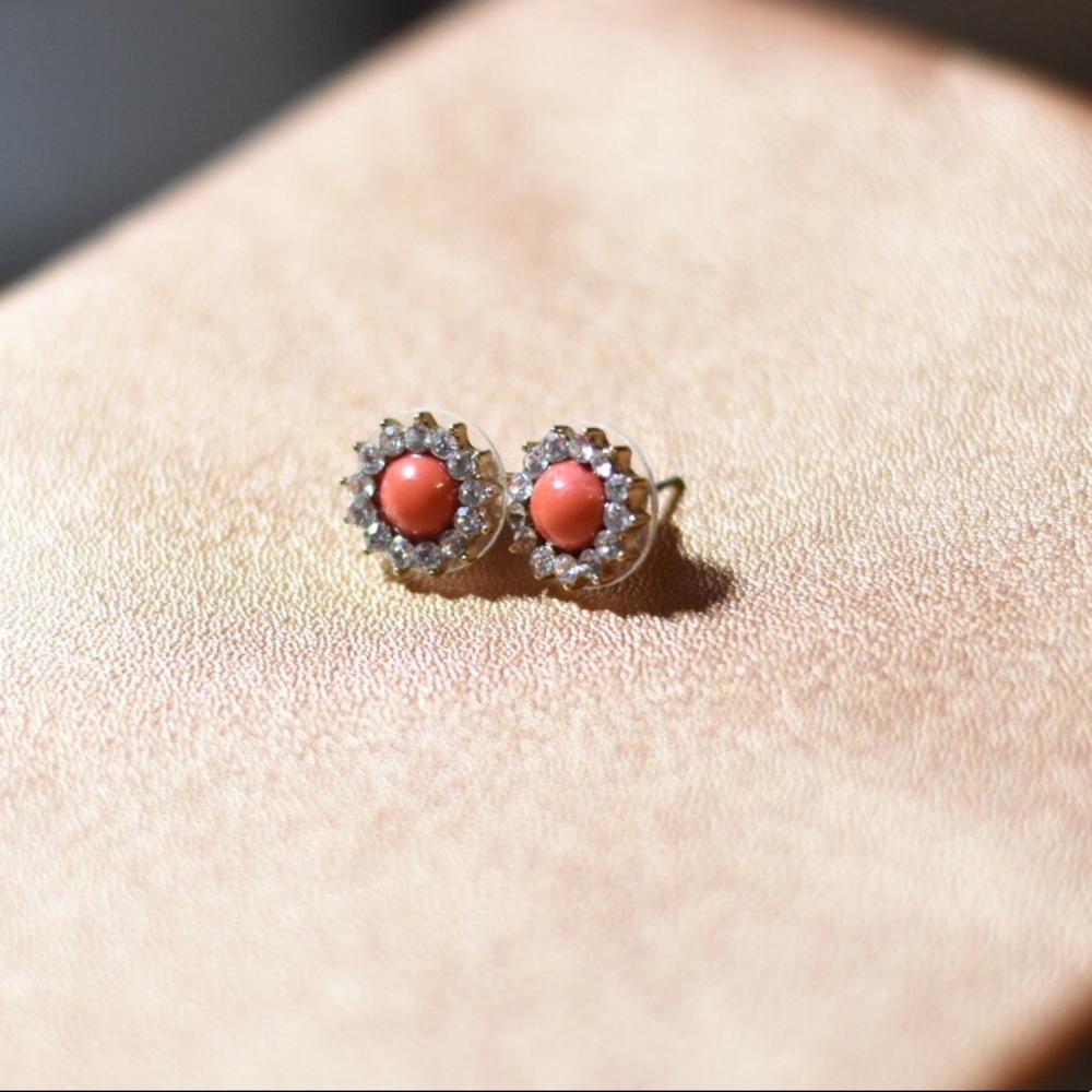 Coral Earrings with halo